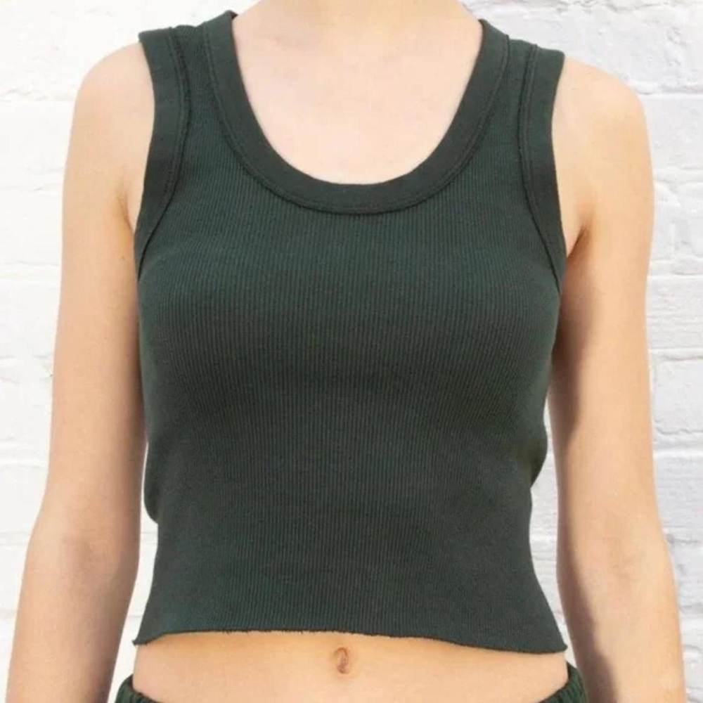 Brandy Melville Forest Green Ribbed Tank